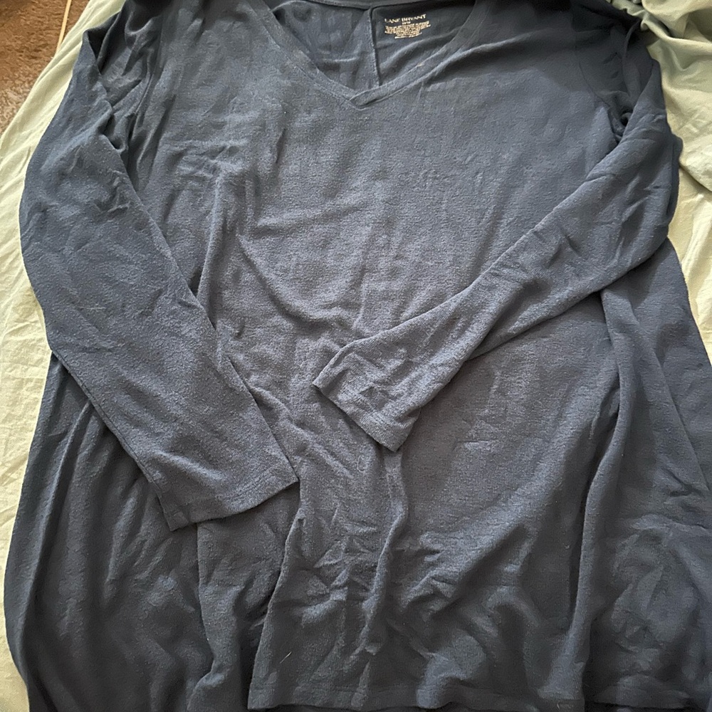 Lane Bryant Dark Blue V-Neck Top